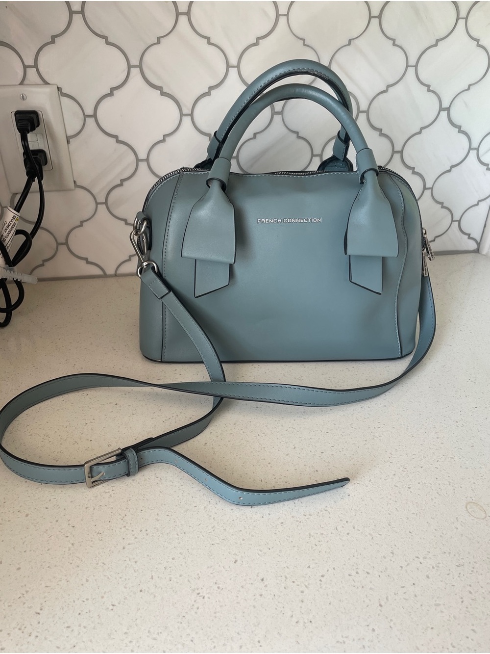 GUC French Connection Dusty Blue Terra Dome Mini Satchel with Removable Strap